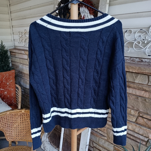 Jessica Simpson Navy Blue Cable Knit Sweater_Small - Picture 3 of 4